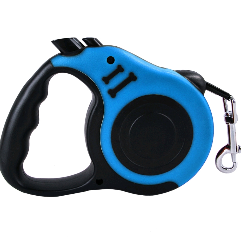 Blue and Black Retractable Dog Leash